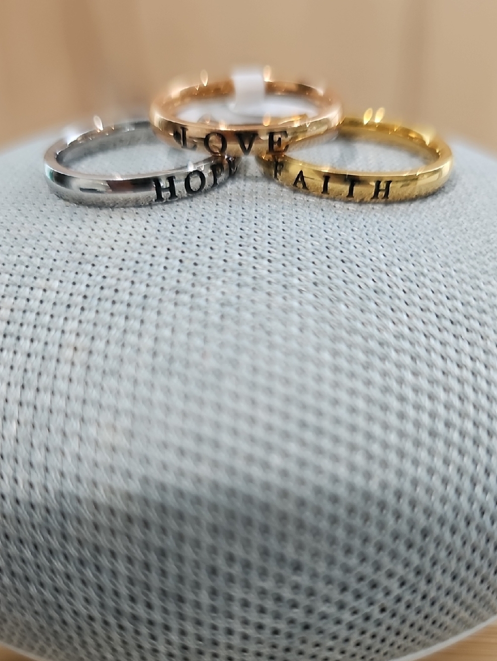 Faith Love Hope Stackable Ring Set - Gold, Rose Gold, Silver-Stainless Steel